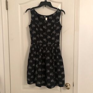 Isla black summer dress with fun bicycle pattern!